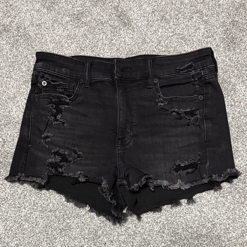 American Eagle Outfitters Black Distressed Jean Shorts